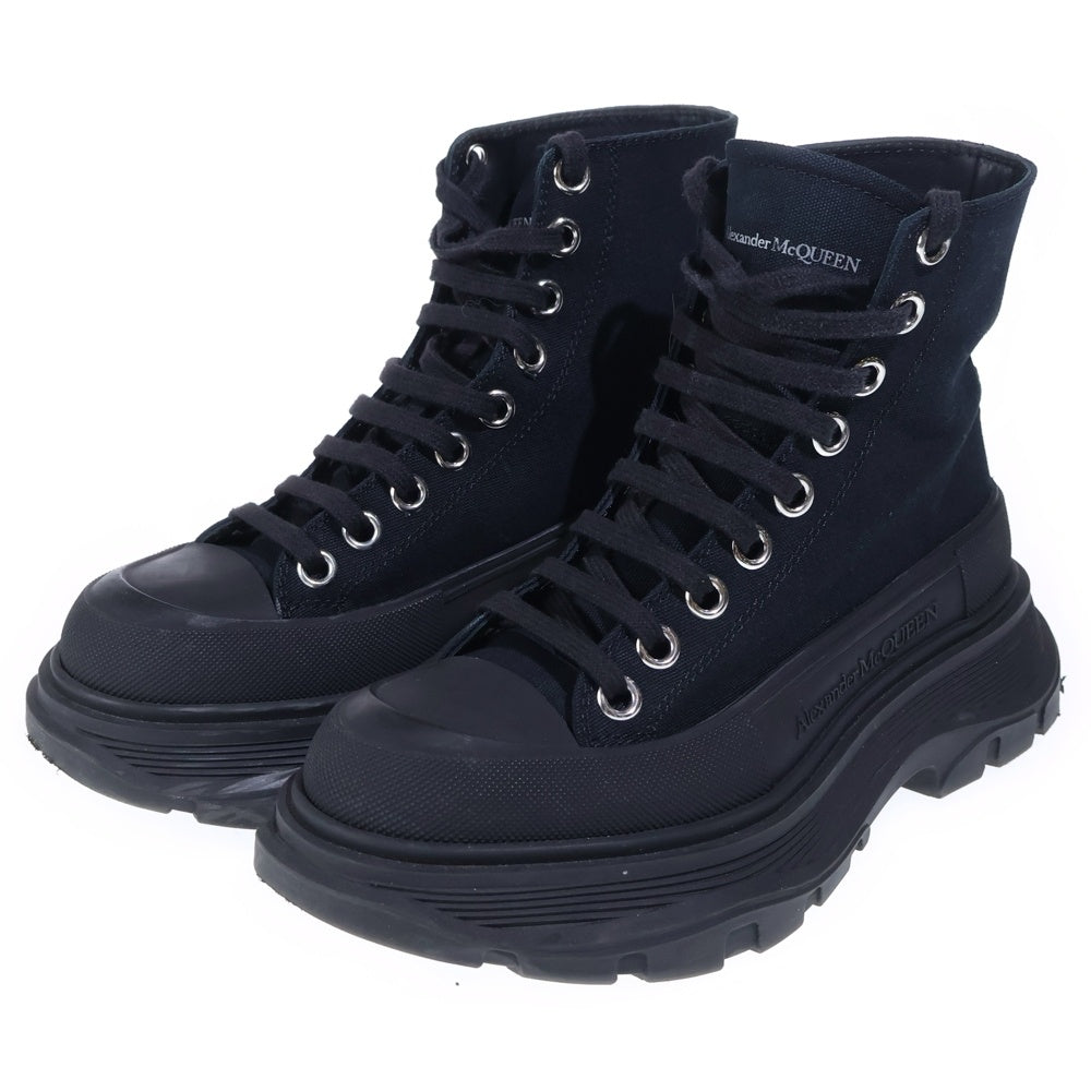 Alexander McQueen(アレキサンダーマックイーン) トレッドスリック キャンバス レースアップ ハイカットシューズ スニーカー ブラック レディース