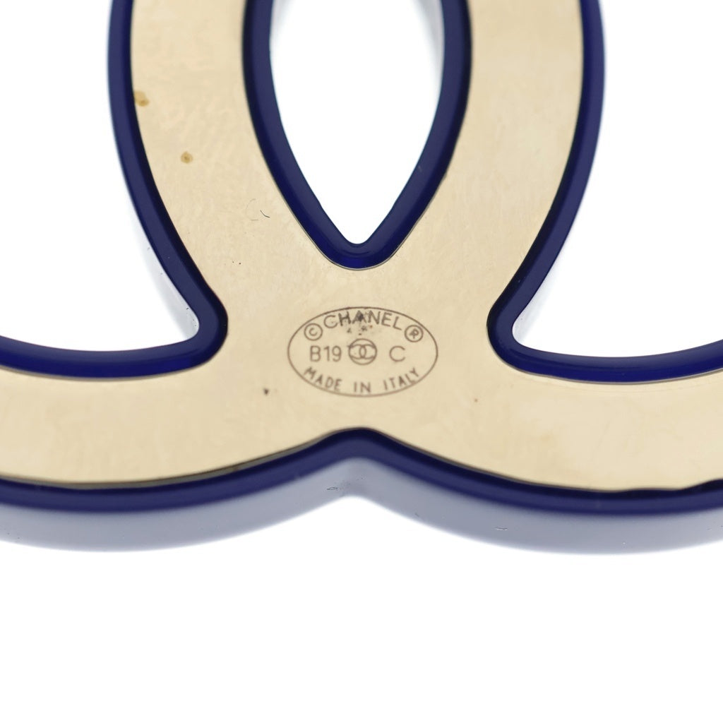 CHANEL(シャネル) ココマーク ラインストーンブローチ ピンバッジ ネイビー ブルー レディース