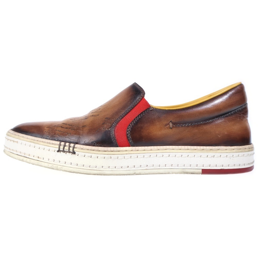 Berluti(ベルルッティ) PLAYTIME プレイタイム カリグラフィ スクリットレザー スリッポン ローカットシューズ ブラウン