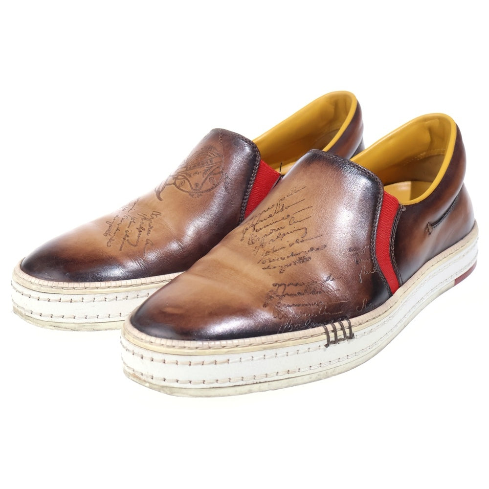 Berluti(ベルルッティ) PLAYTIME プレイタイム カリグラフィ スクリットレザー スリッポン ローカットシューズ ブラウン