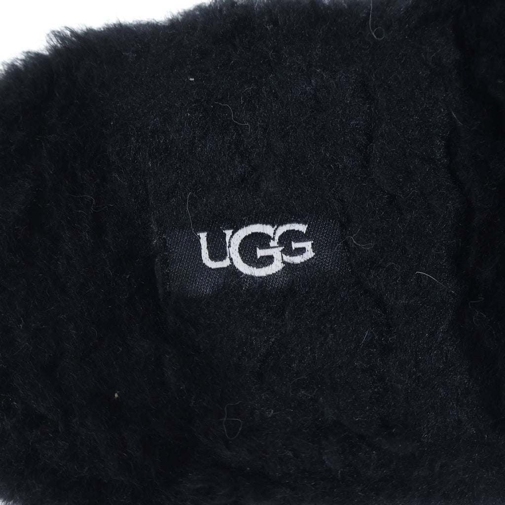 UGG(アグ) FLUFFITA フラッフィータ クリア ラバーロゴ ボア 厚底サンダル シューズ ブラック レディース