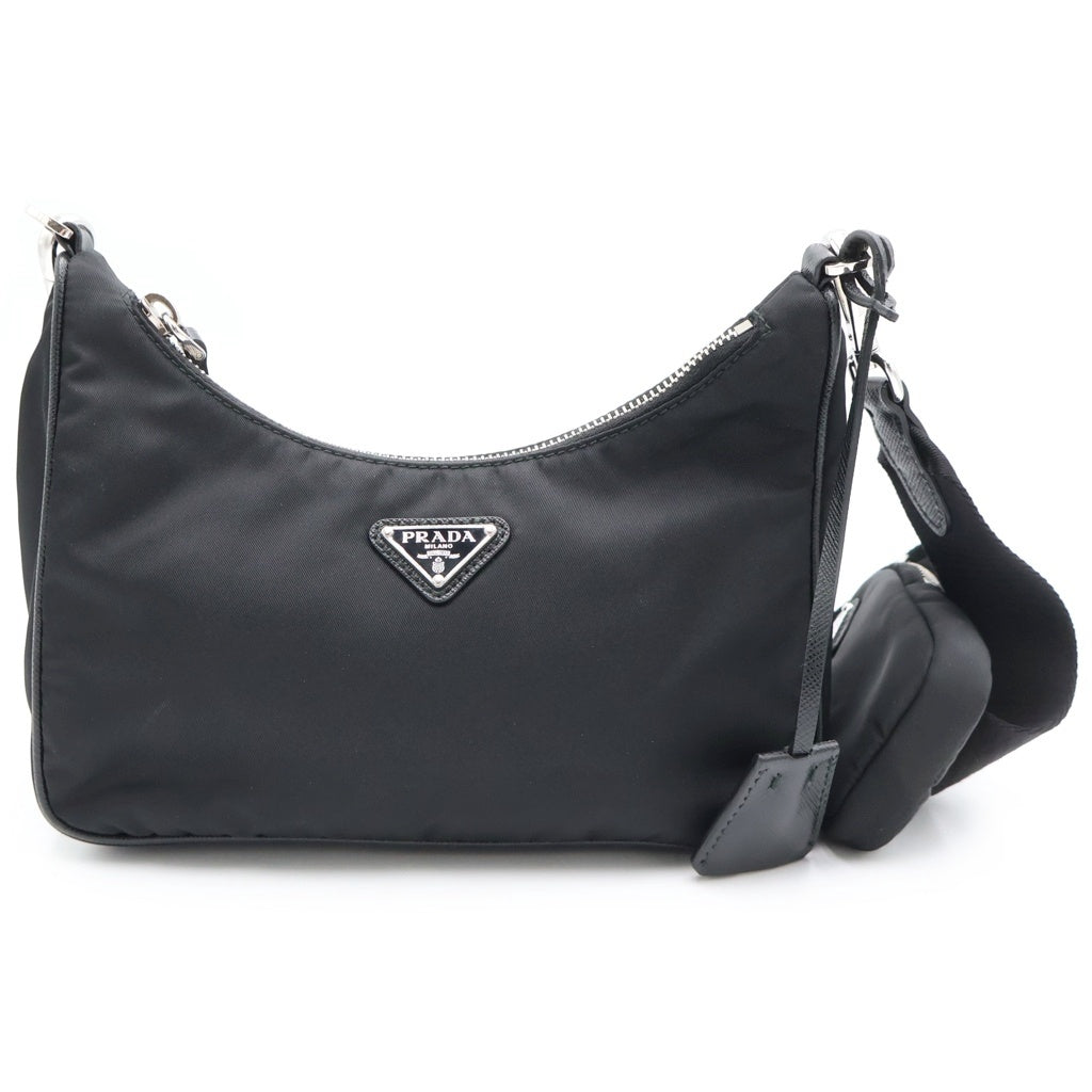 PRADA(プラダ) Re-Edition 2005 Re-Nylon リエディション リナイロン ショルダーバッグ ブラック 1BH204 シルバー金具 レディース
