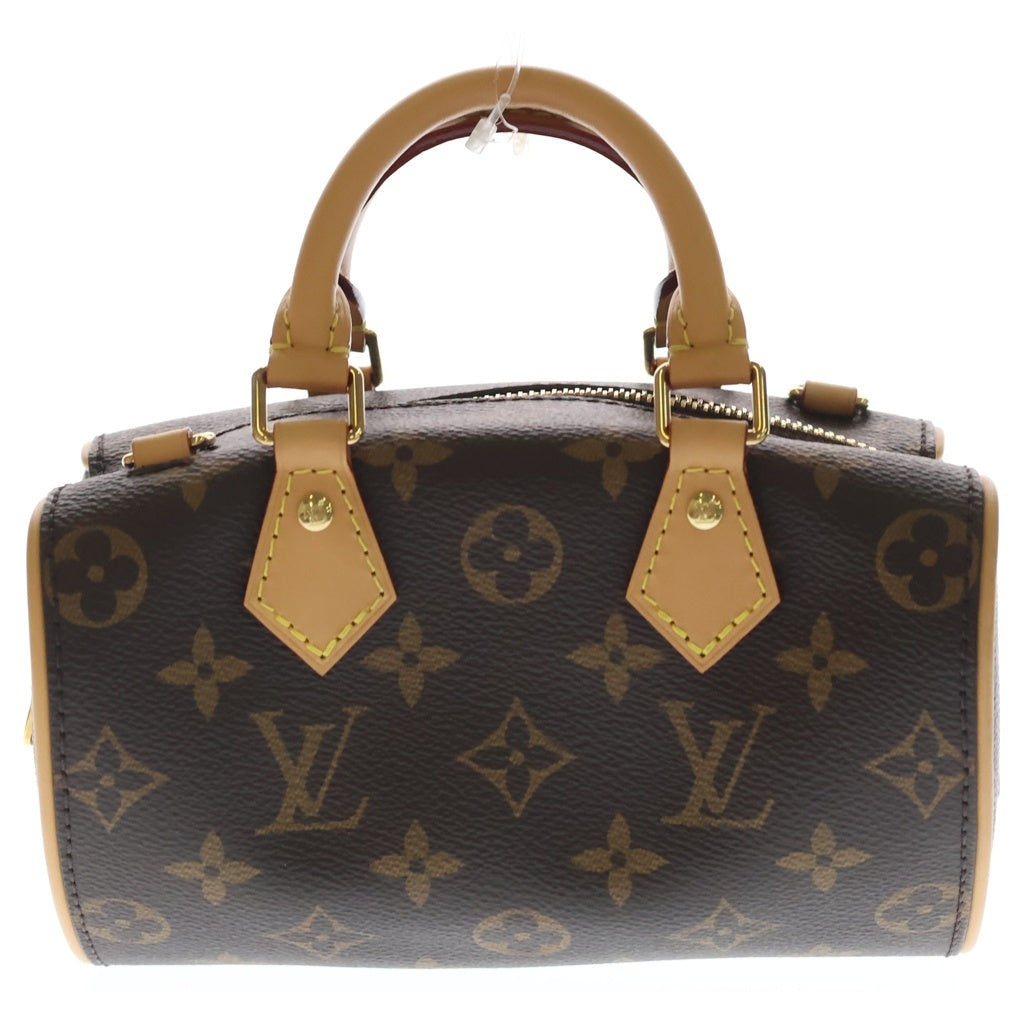 LOUIS VUITTON(ルイヴィトン) モノグラム ナノ スピーディ デーティング ショルダーバッグ ミニバッグ ブラウン レザー×PVC M13226 ゴールド金具 レディース