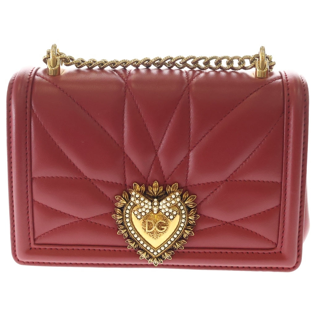 DOLCE & GABBANA(ドルチェアンドガッバーナ) ディヴォーション スモール レザー チェーン ショルダーバッグ レッド レディース