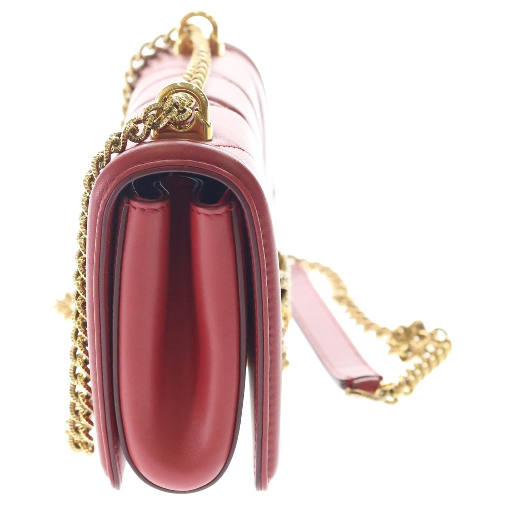DOLCE & GABBANA(ドルチェアンドガッバーナ) ディヴォーション スモール レザー チェーン ショルダーバッグ レッド レディース