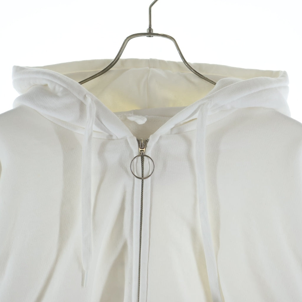 doublet(ダブレット) 22AW BURNING EMBROIDERY ZIP UP HOODIE バーニングエンブロイダリー バックプリント 刺繍 クロップド ジップアップ スウェットパーカー ホワイト 22AW27CS229 レディース