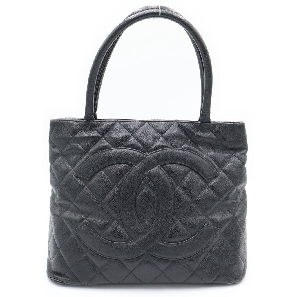 CHANEL(シャネル) 復刻トート キャビアスキン レザー ハンドバッグ ブラック ゴールド金具 レディース