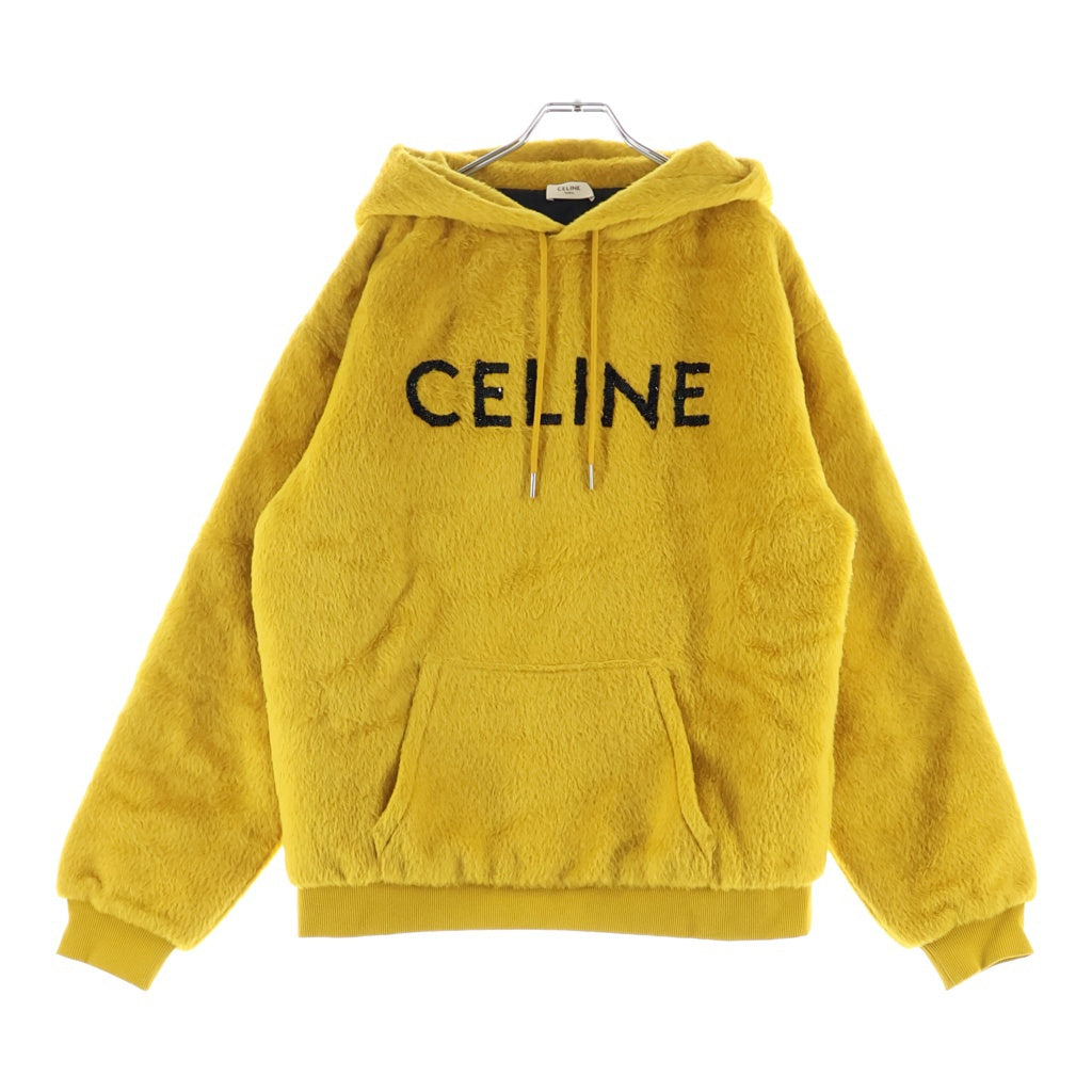 CELINE(セリーヌ) ロゴビーズ ファジーウール ルーズフィット フーディー イエロー #L レディース