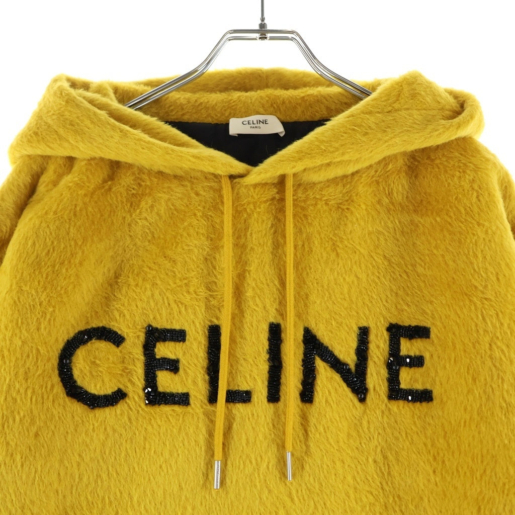 CELINE(セリーヌ) ロゴビーズ ファジーウール ルーズフィット フーディー イエロー #L レディース