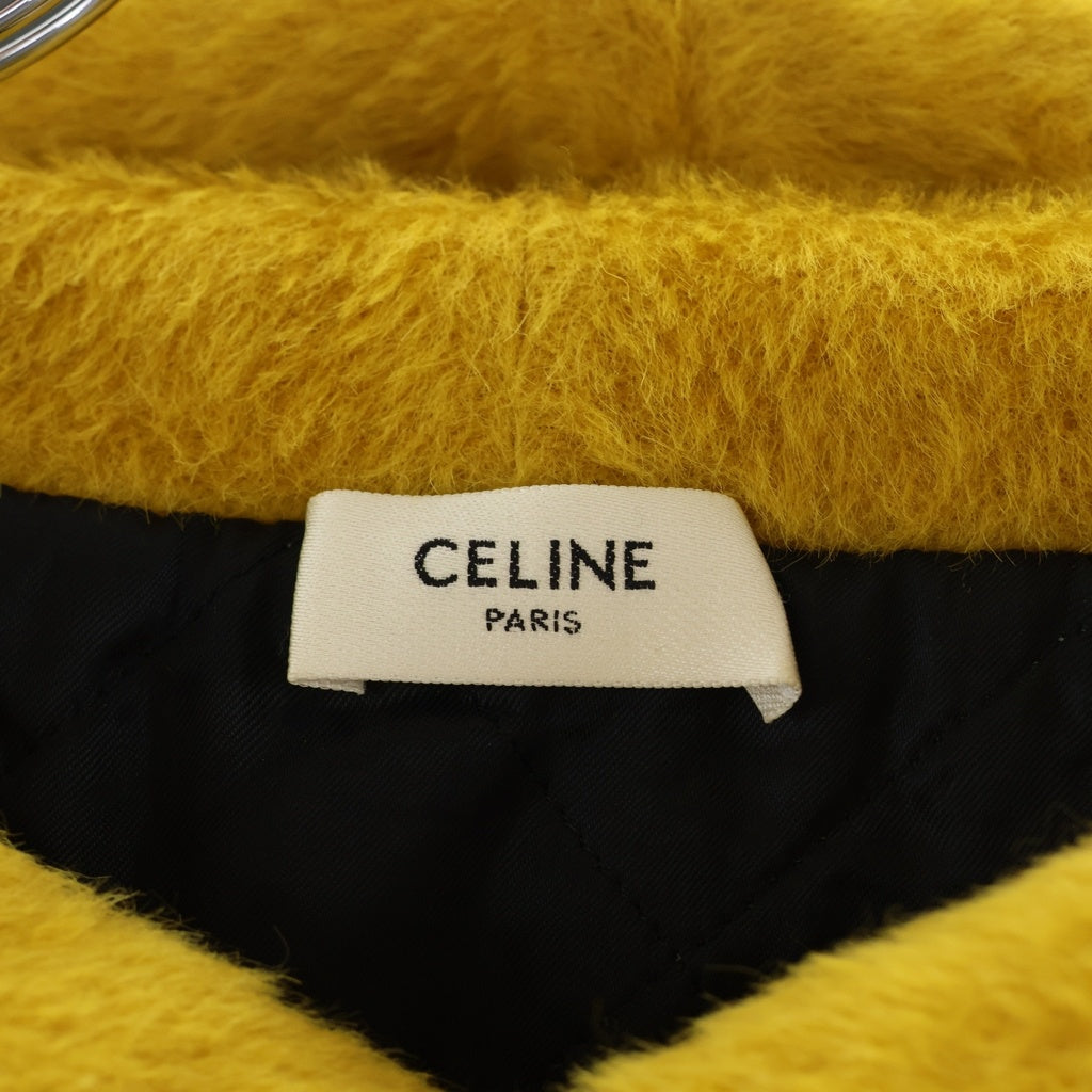 CELINE(セリーヌ) ロゴビーズ ファジーウール ルーズフィット フーディー イエロー #L レディース