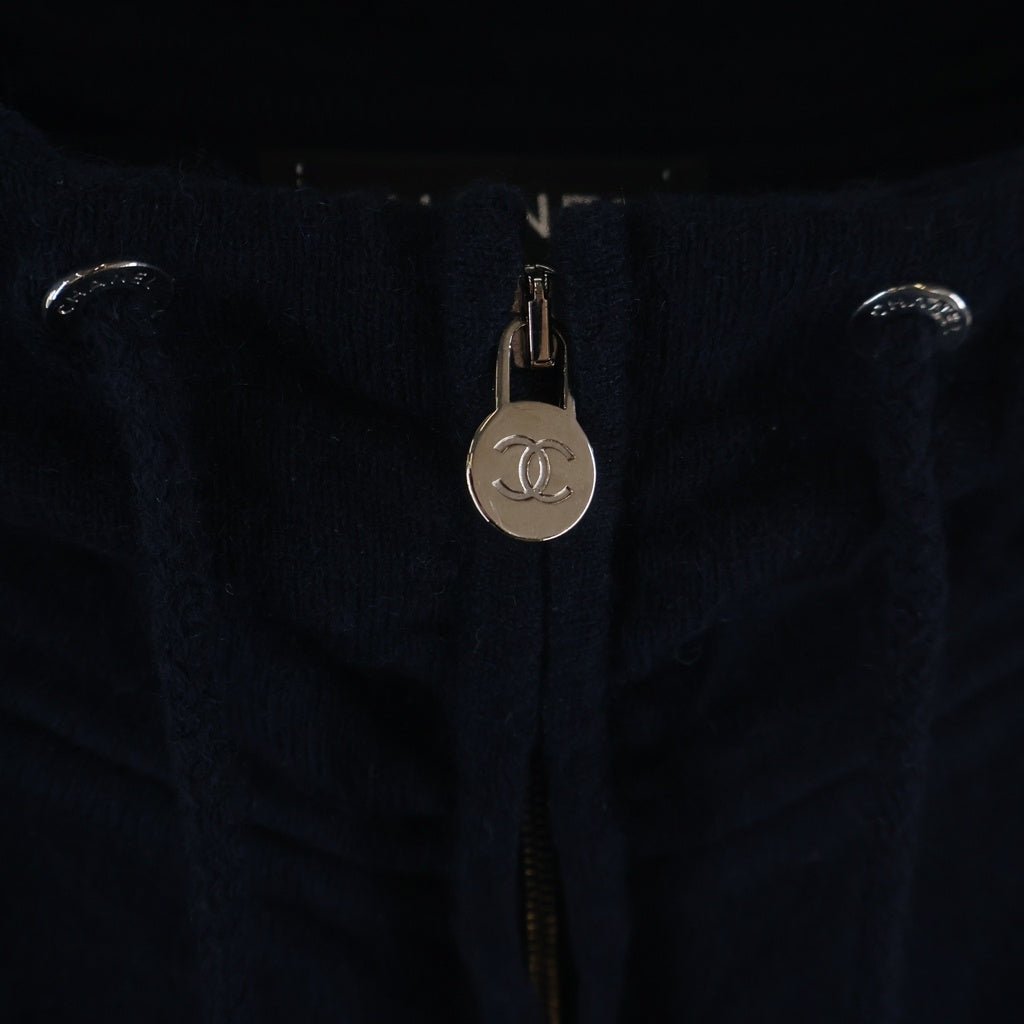 CHANEL(シャネル) ココマーク カシミヤニット ジップアップパーカー フーディー ネイビー レディース P52122K06752