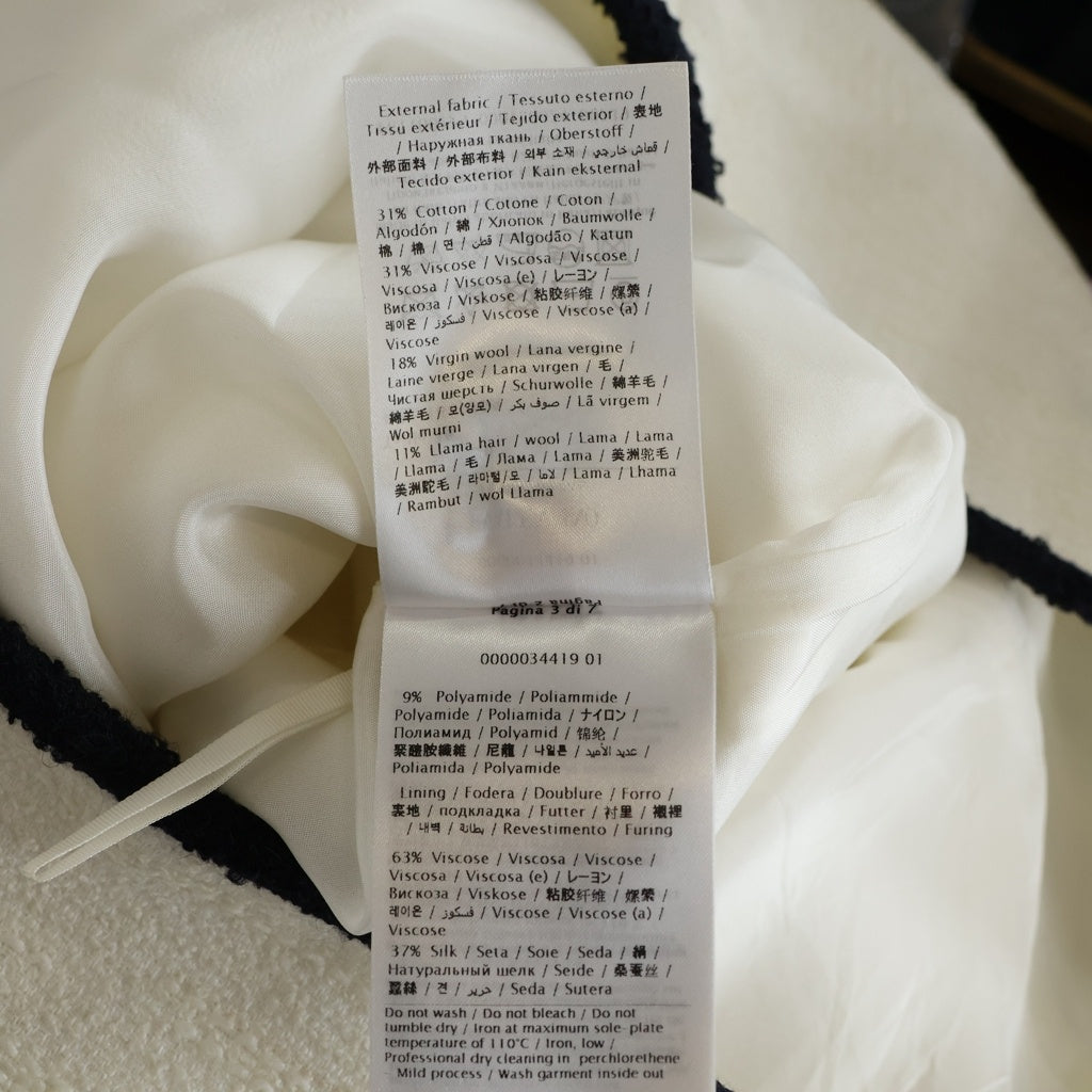 VALENTINO(ヴァレンティノ) Vロゴプレート クリスプツイード バックジップ 半袖 ミニドレス ワンピース ホワイト レディース 1B3VAZU37A6