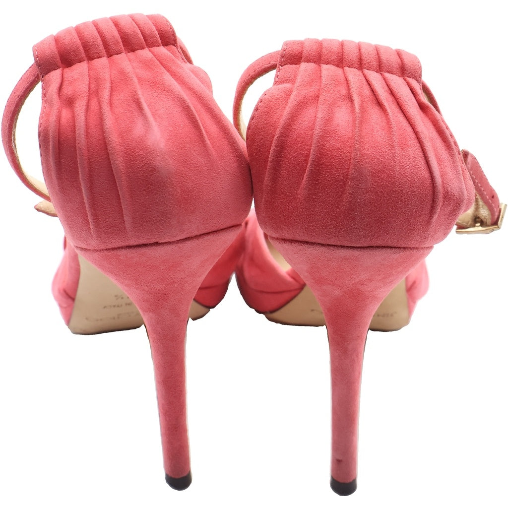 JIMMY CHOO(ジミーチュウ) Marion スエードレザー ヒール サンダル シューズ ピンク レディース