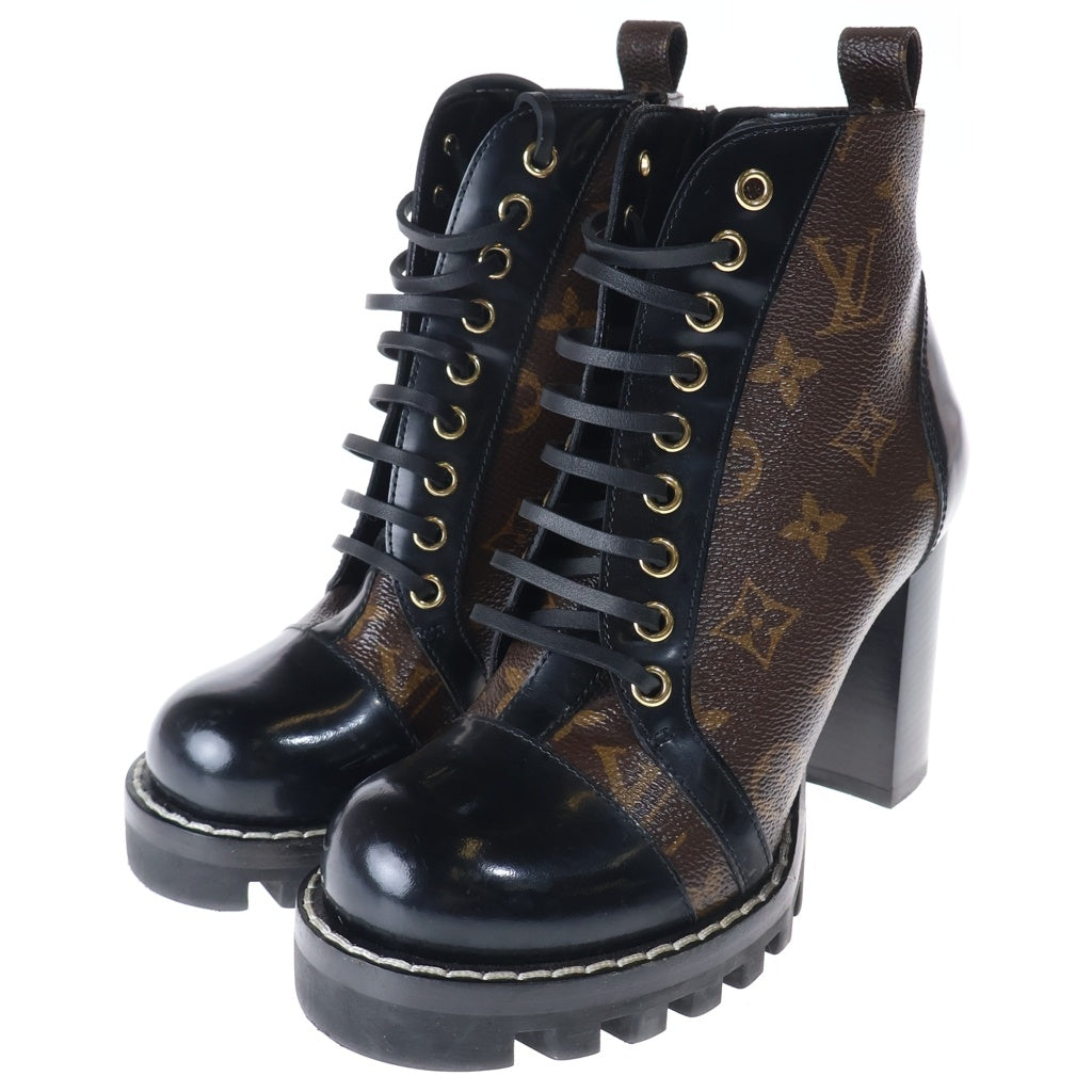 LOUIS VUITTON(ルイヴィトン) LV スタートレイル・ライン アンクルヒールブーツ ブラック×ブラウン #35 1/2 レディース