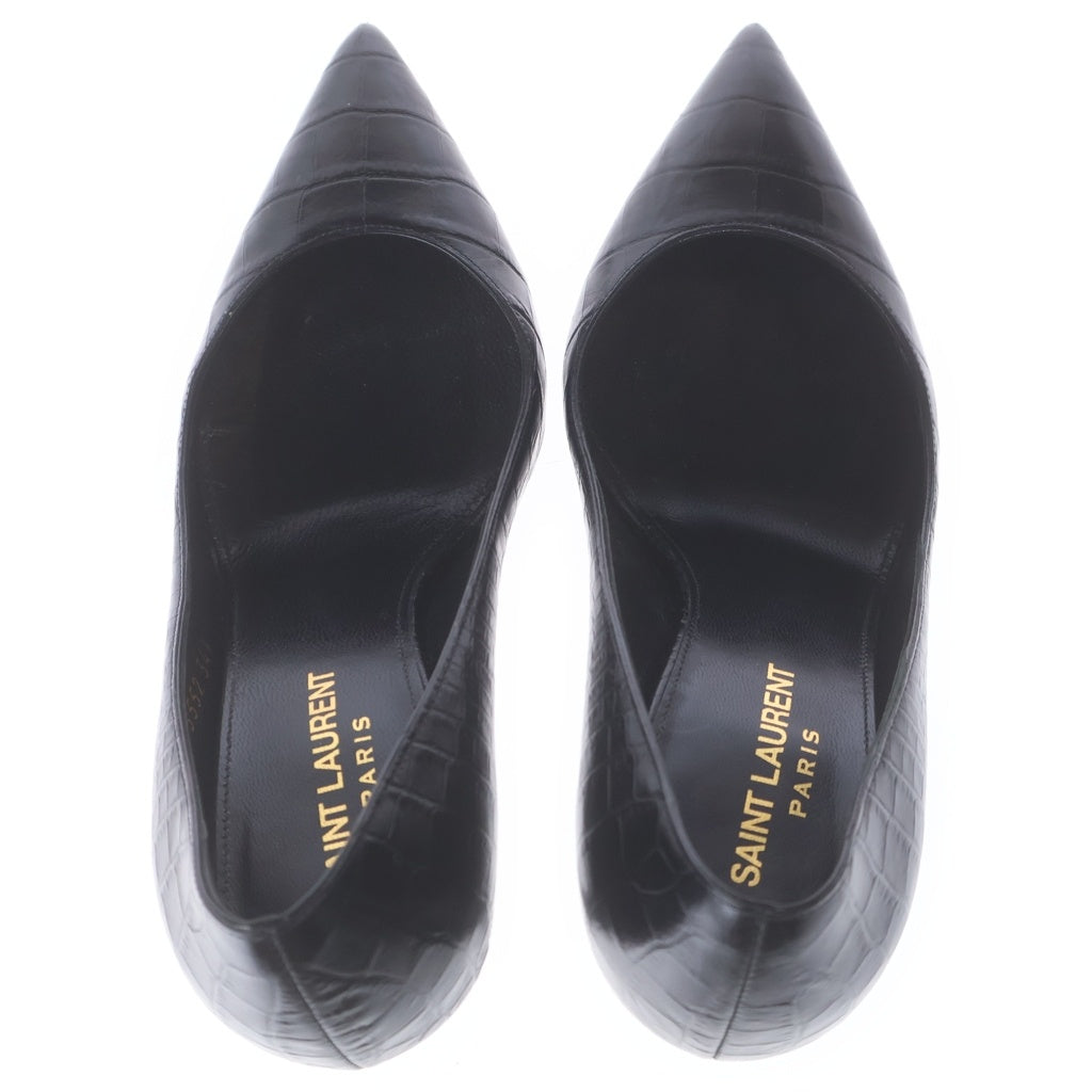 SAINT LAURENT PARIS(サンローランパリ) オピウム ヒールパンプス ブラック 型押しクロコ #34 1/2 レディース
