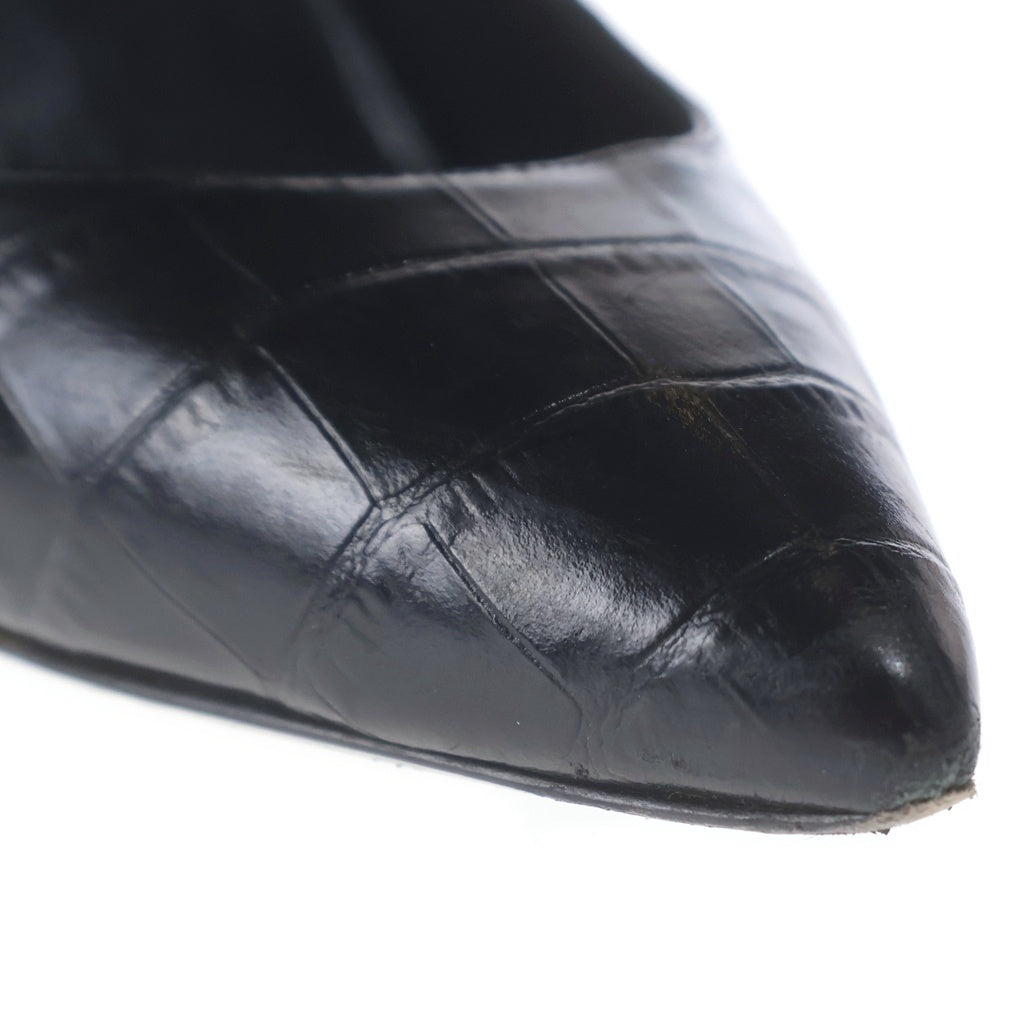 SAINT LAURENT PARIS(サンローランパリ) オピウム ヒールパンプス ブラック 型押しクロコ #34 1/2 レディース