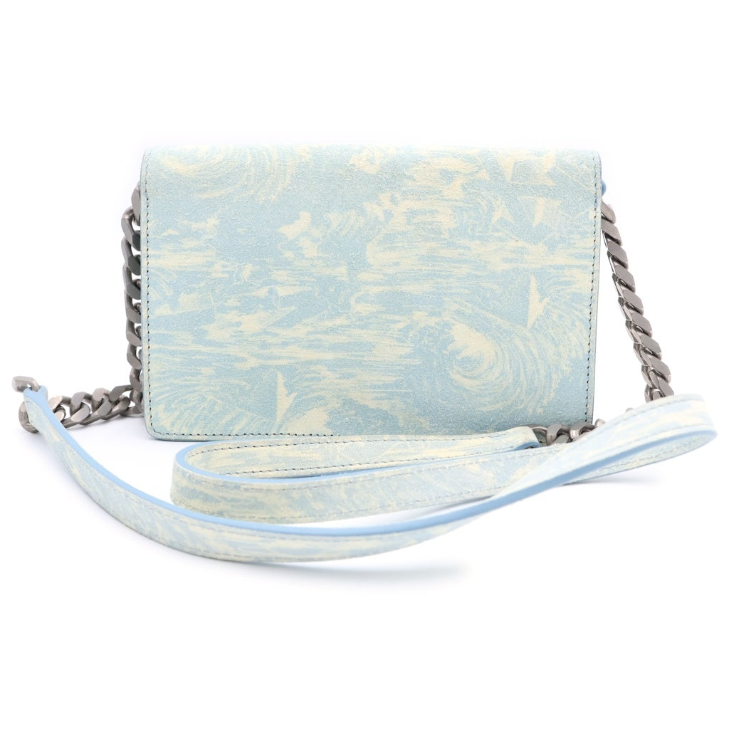 OFF-WHITE(オフホワイト) Jitney 0.5 ショルダーバッグ チェーンバッグ ライトブルー スエード シルバー金具 レディース
