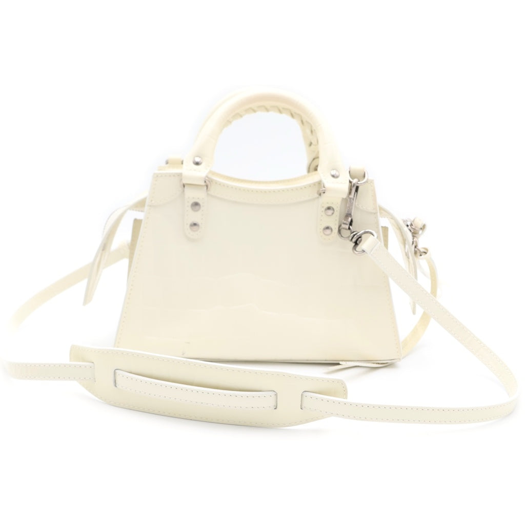 BALENCIAGA(バレンシアガ) ネオクラシック ミニ 2WAYバッグ ハンドバッグ ショルダーバッグ アイボリー ホワイト 型押しクロコ 638524 シルバー金具 レディース