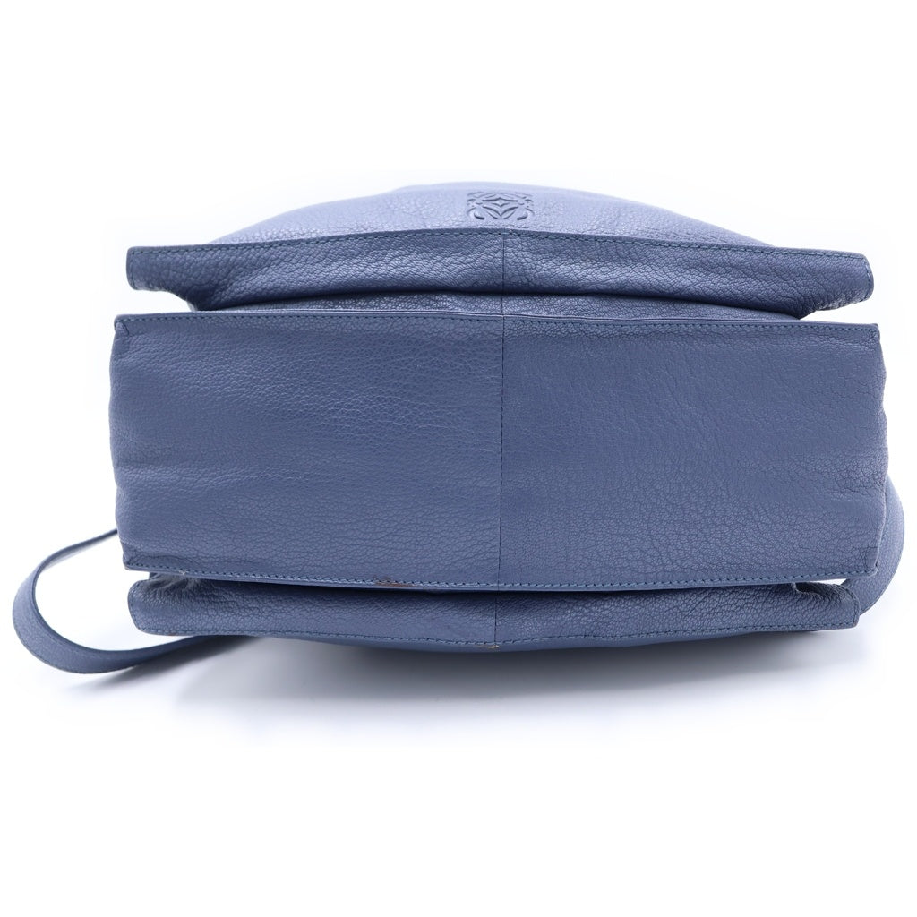 LOEWE(ロエベ) フラメンコ ショルダーバッグ 巾着バッグ ライトブルー レザー シルバー金具 レディース