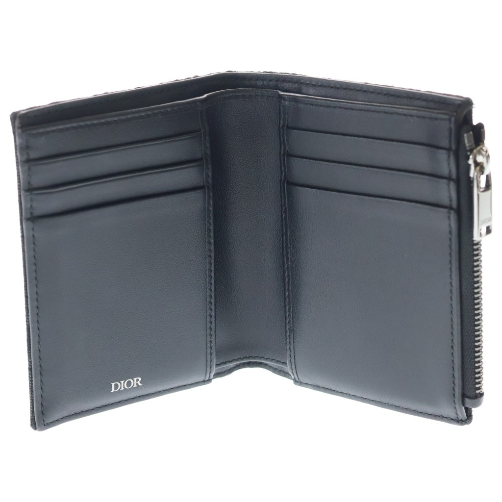 DIOR(ディオール) オブリーク ジャガード デニム 二つ折り財布 ジッピーウォレット ブラック