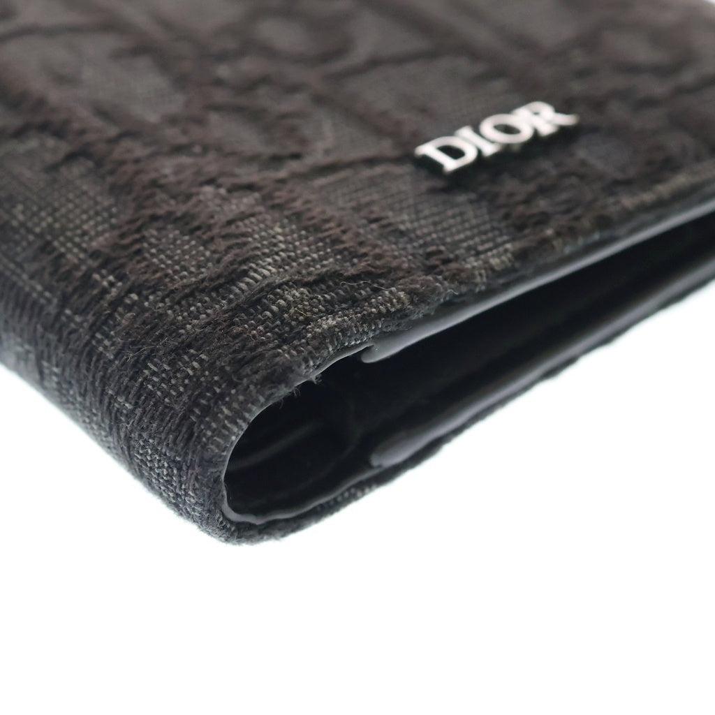 DIOR(ディオール) オブリーク ジャガード デニム 二つ折り財布 ジッピーウォレット ブラック