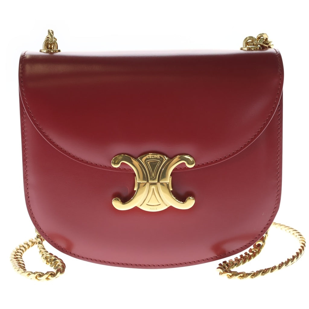 CELINE(セリーヌ) ショルダーバッグティーン ブザス トリオンフ ショルダーバッグ レッド レザー ゴールド金具 レディース