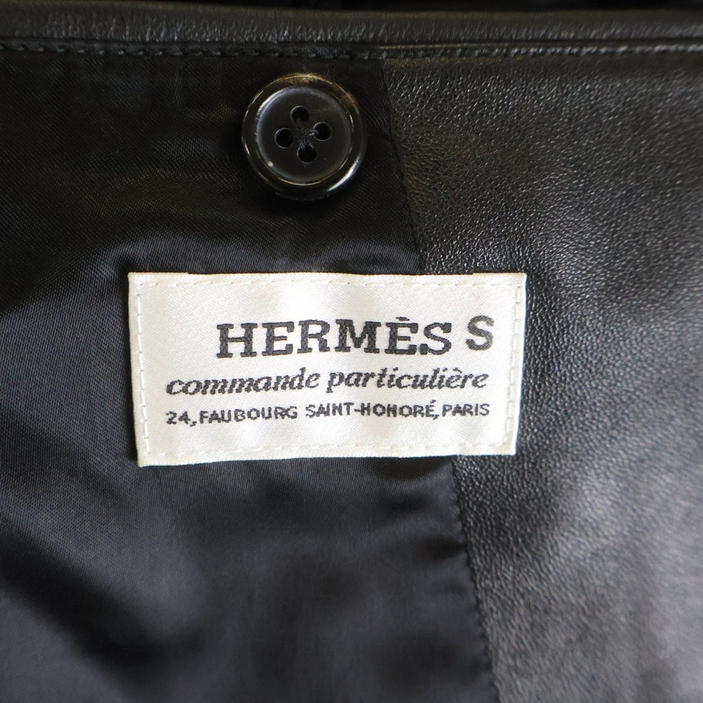 HERMES(エルメス) commande particuliere レザージャケット 羊革 ブラック S レディース