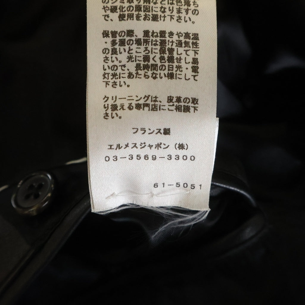 HERMES(エルメス) commande particuliere レザージャケット 羊革 ブラック S レディース