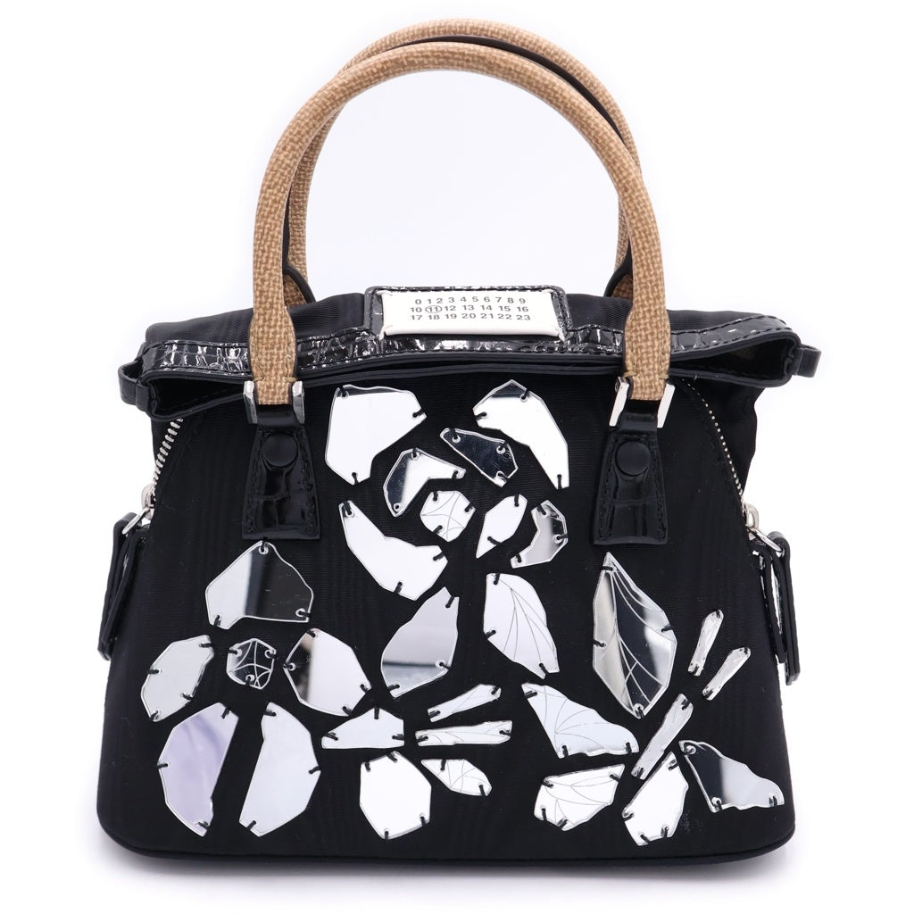 MM6 Maison Margiela(エムエムシックスメゾンマルジェラ) 5AC ブロークンミラー マイクロショルダーバッグ 2WAY ハンドバッグ ブラック レディース