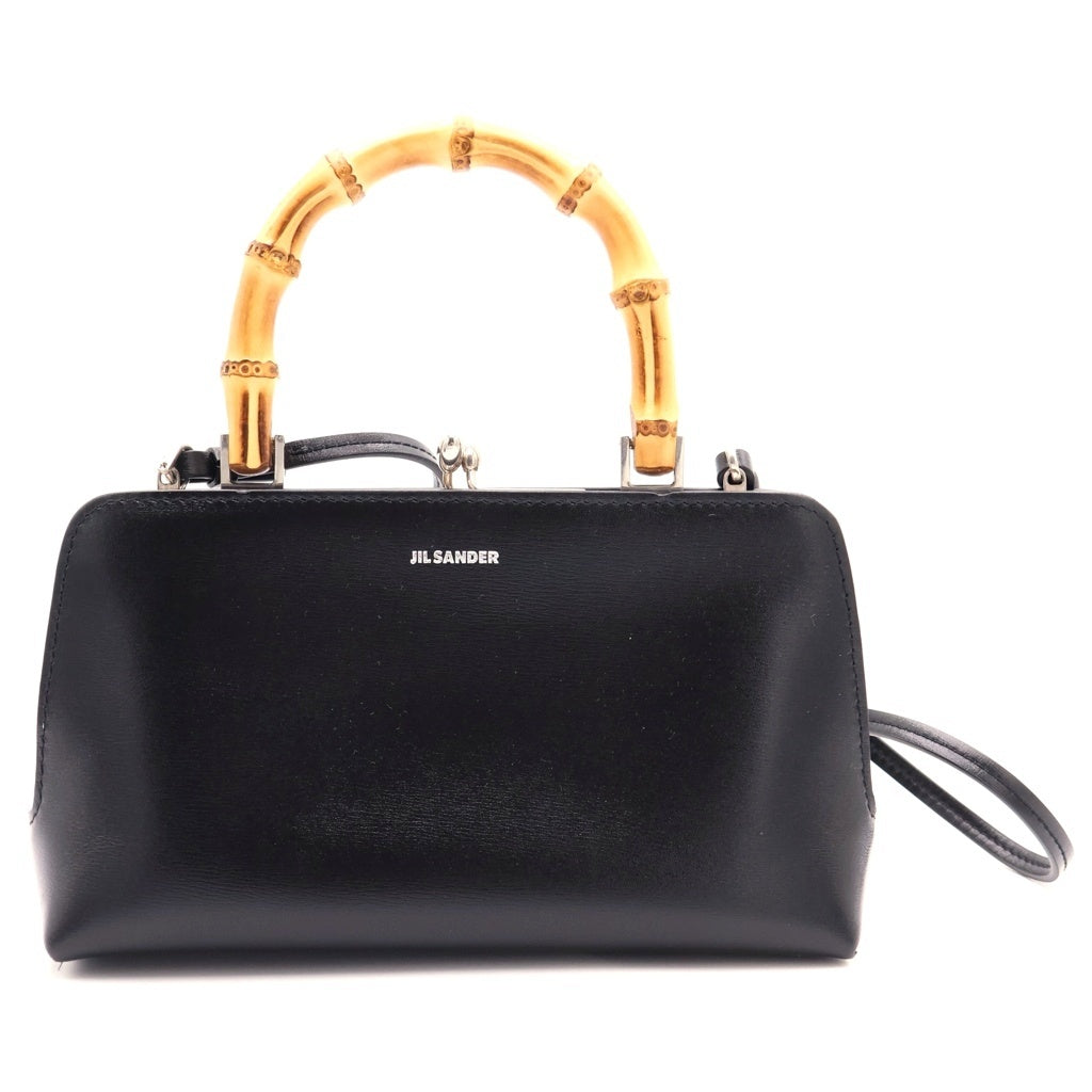 JIL SANDER(ジルサンダー) GOJI ミニバンブー レザー がま口 2WAY ハンドバッグ ショルダーバッグ ブラック レディース