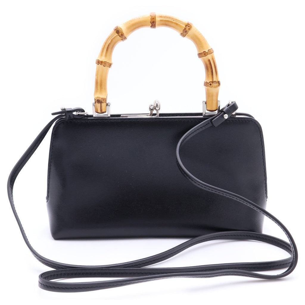JIL SANDER(ジルサンダー) GOJI ミニバンブー レザー がま口 2WAY ハンドバッグ ショルダーバッグ ブラック レディース