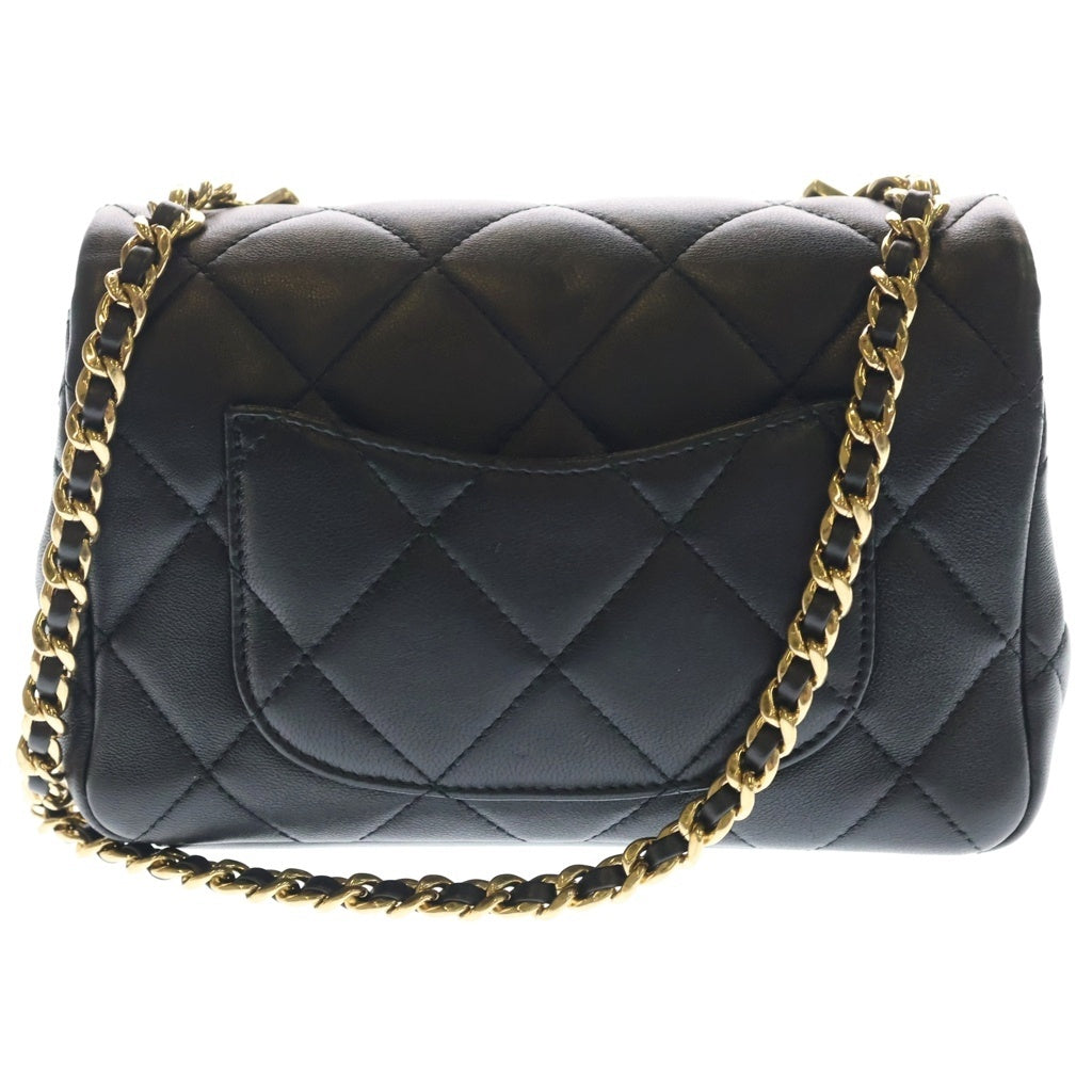 CHANEL(シャネル) チェーンショルダーバッグ マトラッセ ココマーク ミニバッグ ブラック ラムスキン AS4595 ゴールド金具 レディース