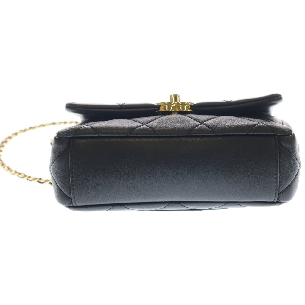 CHANEL(シャネル) チェーンショルダーバッグ マトラッセ ココマーク ミニバッグ ブラック ラムスキン AS4595 ゴールド金具 レディース
