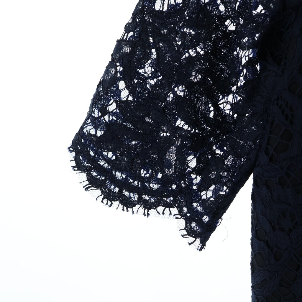 VALENTINO(ヴァレンティノ) クレープクチュール&ヘビーレースドレス ネイビー #36 レディース