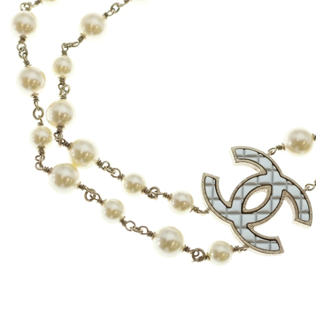 CHANEL(シャネル) ココマーク パール ネックレス ペンダント チェーン ホワイト×ゴールド レディース