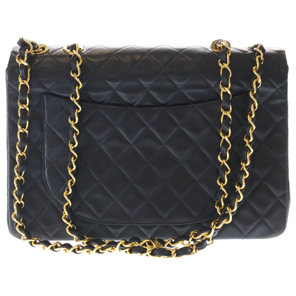 CHANEL(シャネル) デカマトラッセ チェーンショルダーバッグ ブラック ラムスキン ゴールド金具 レディース