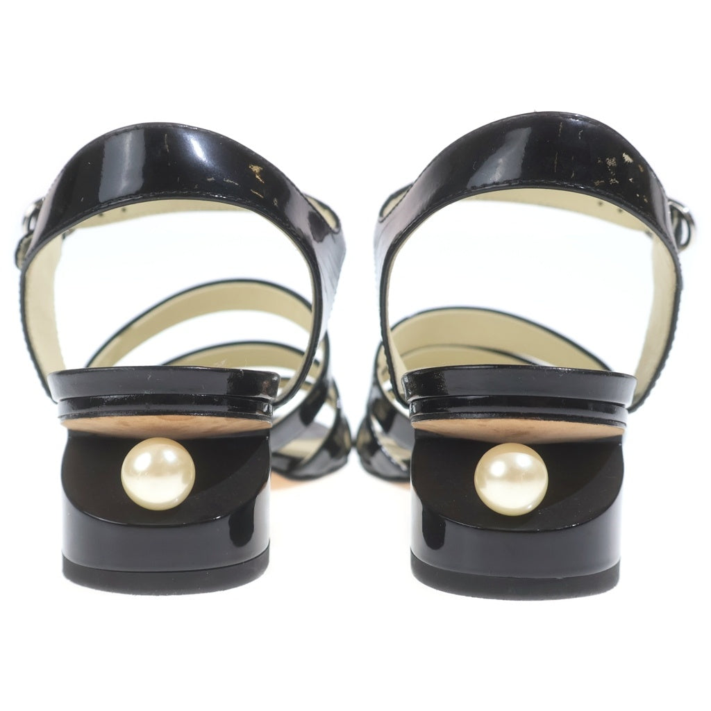 CHANEL(シャネル) パテント ヒールサンダル ブラック #38C レディース