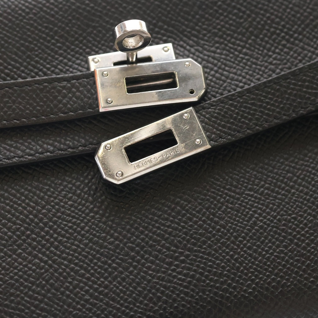 HERMES(エルメス) ケリーウォレットロング 長財布 カードケース ブラック エプソン □R刻印 シルバー金具
