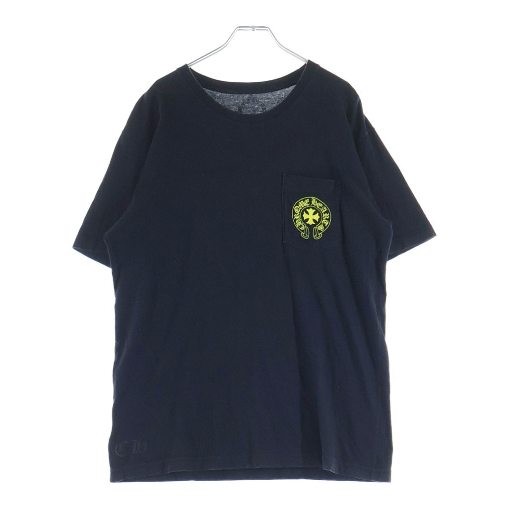 CHROME HEARTS(クロムハーツ) VERTICAL LOGO バーティカル ロゴ プリント 半袖カットソー Tシャツ ブラック コットン