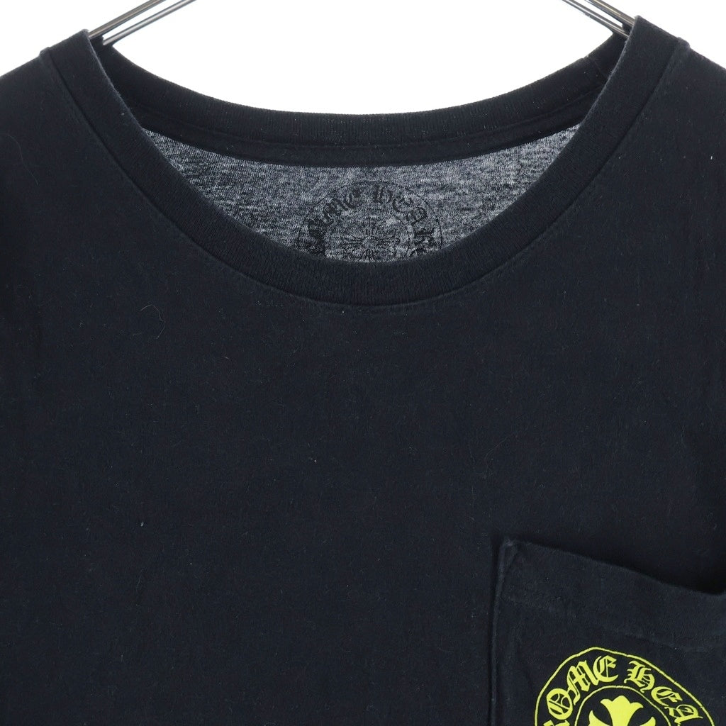 CHROME HEARTS(クロムハーツ) VERTICAL LOGO バーティカル ロゴ プリント 半袖カットソー Tシャツ ブラック コットン
