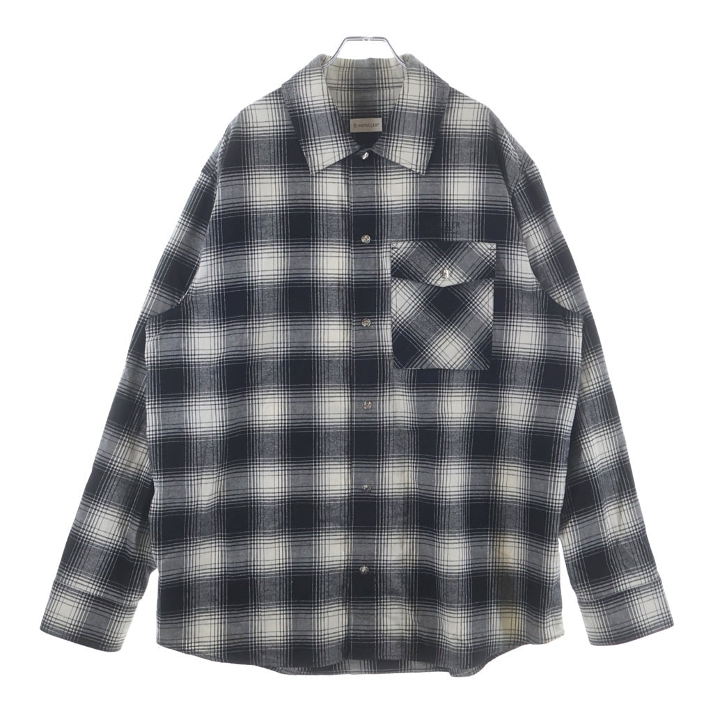MONCLER(モンクレール) CAMICIA カミシア チェック 長袖シャツ フランネル ホワイト/ブラック コットン