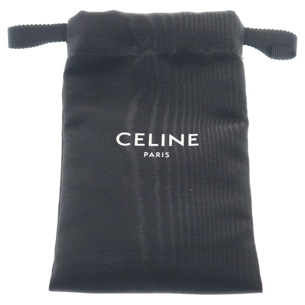 CELINE(セリーヌ) トリオンフ シャイニーカーフスキン フラップ付き カードホルダー カードケース 名刺入れ ブラック レディース