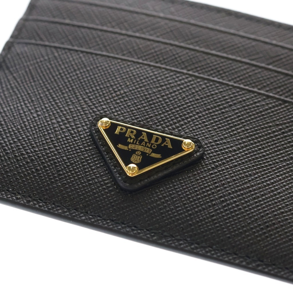 PRADA(プラダ) サフィアーノ トライアングルロゴ レザー カードホルダー カードケース パスケース 2MC025 ブラック レディース