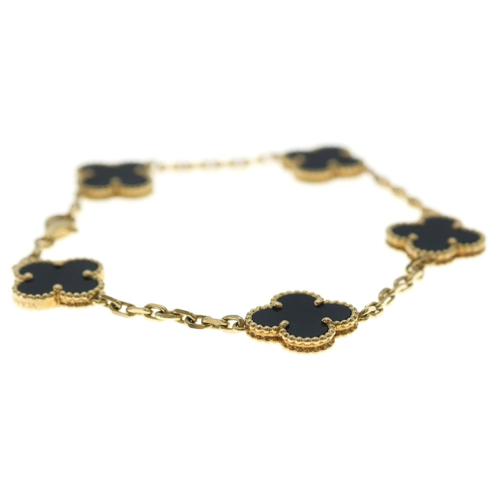 Van Cleef & Arpels(ヴァンクリーフアンドアーペル) ヴィンテージアルハンブラ 5モチーフ オニキス ブレスレット ゴールド×ブラック Au750YG 11.3g VCARA41300 レディース