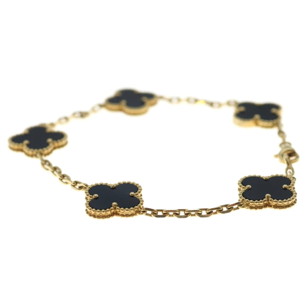 Van Cleef & Arpels(ヴァンクリーフアンドアーペル) ヴィンテージアルハンブラ 5モチーフ オニキス ブレスレット ゴールド×ブラック Au750YG 11.3g VCARA41300 レディース