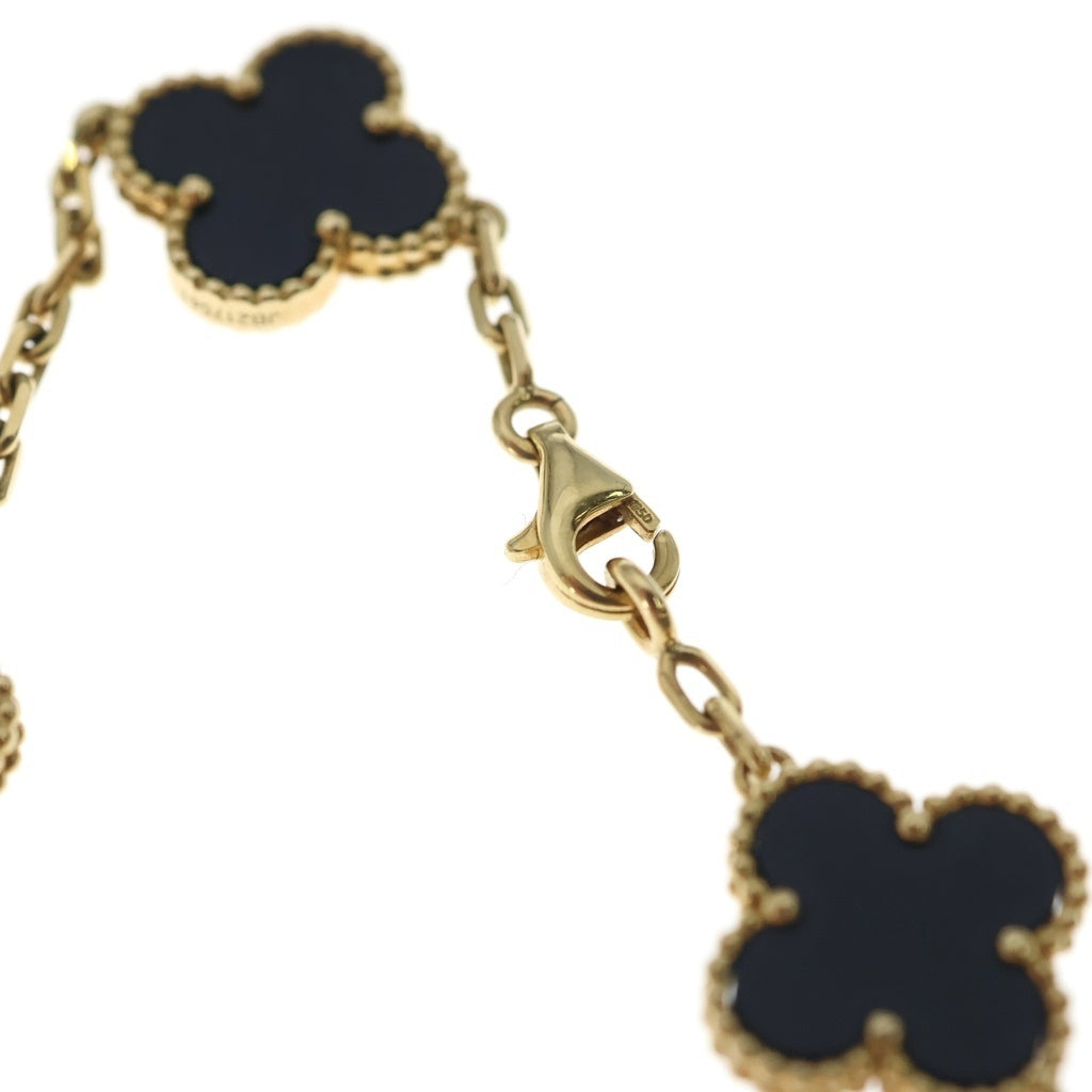 Van Cleef & Arpels(ヴァンクリーフアンドアーペル) ヴィンテージアルハンブラ 5モチーフ オニキス ブレスレット ゴールド×ブラック Au750YG 11.3g VCARA41300 レディース