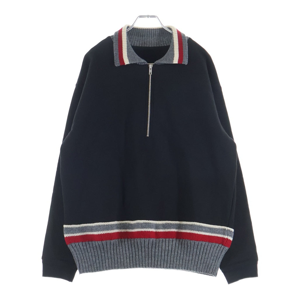 MM6 Maison Margiela(エムエムシックスメゾンマルジェラ) 10 20AW ハーフジップ ニット切り替えスウェット プルオーバー ブラック S30HB0240 レディース