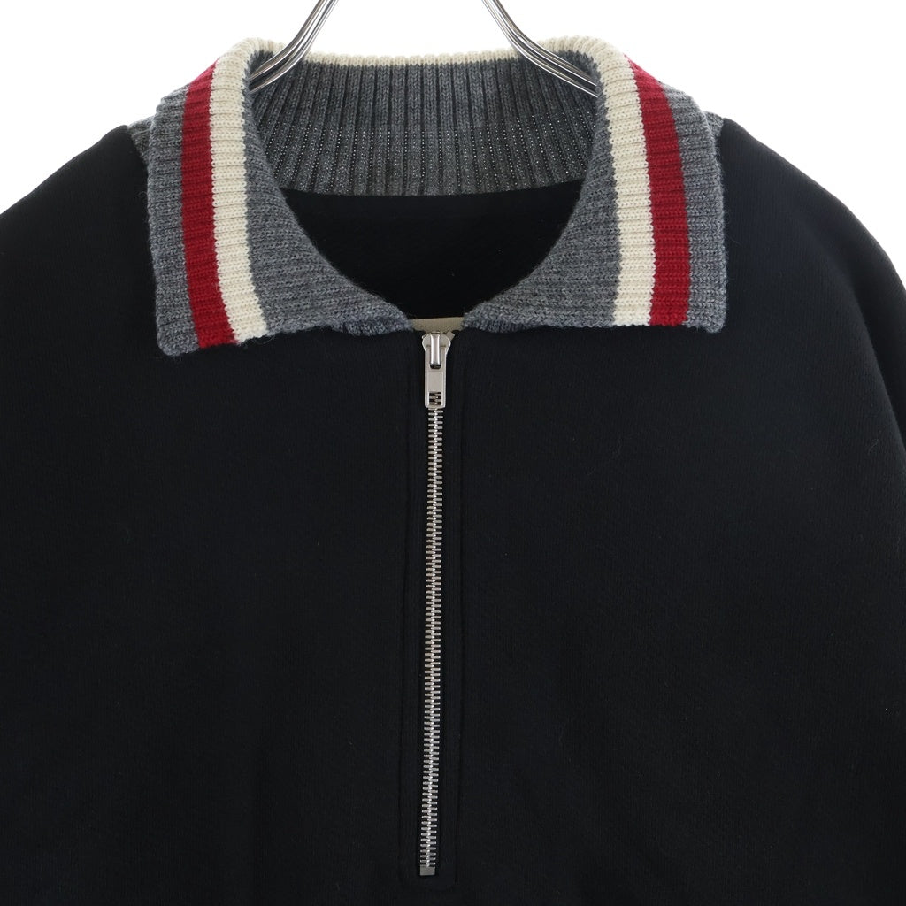 MM6 Maison Margiela(エムエムシックスメゾンマルジェラ) 10 20AW ハーフジップ ニット切り替えスウェット プルオーバー ブラック S30HB0240 レディース
