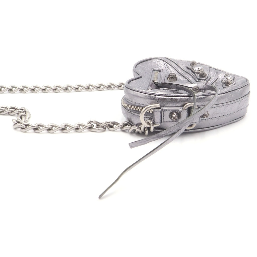BALENCIAGA(バレンシアガ) ル カゴール ハートミニ レザー チェーン ショルダーバッグ シルバー 722781 レディース