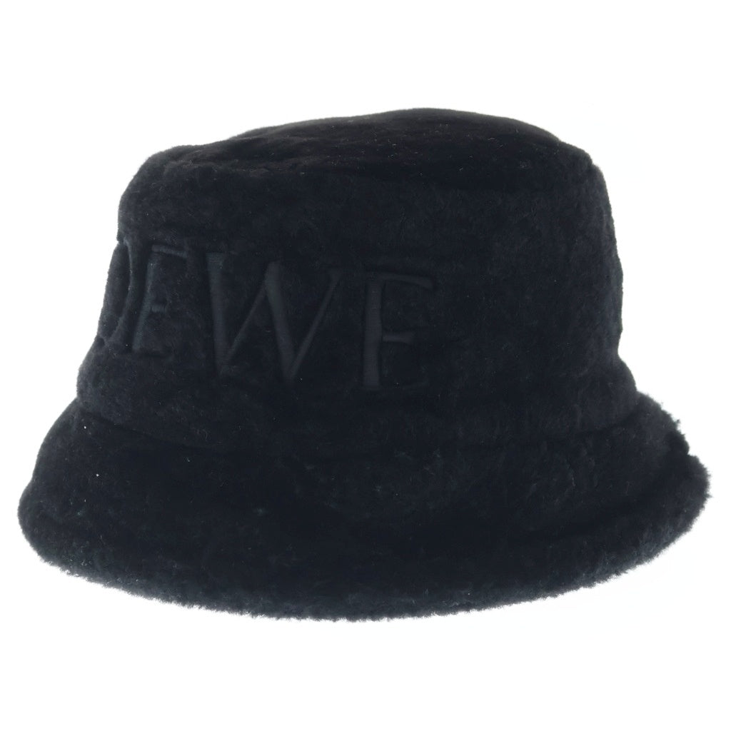 LOEWE(ロエベ) Shearling panama シャーリング パナマ バケットハット 帽子 ロゴ ブラック 0010948222